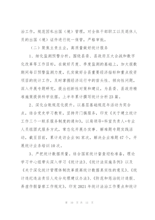 统计局2021年上半年工作总结和下半年工作安排三篇.docx