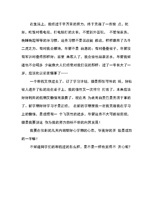 寒假假期总结