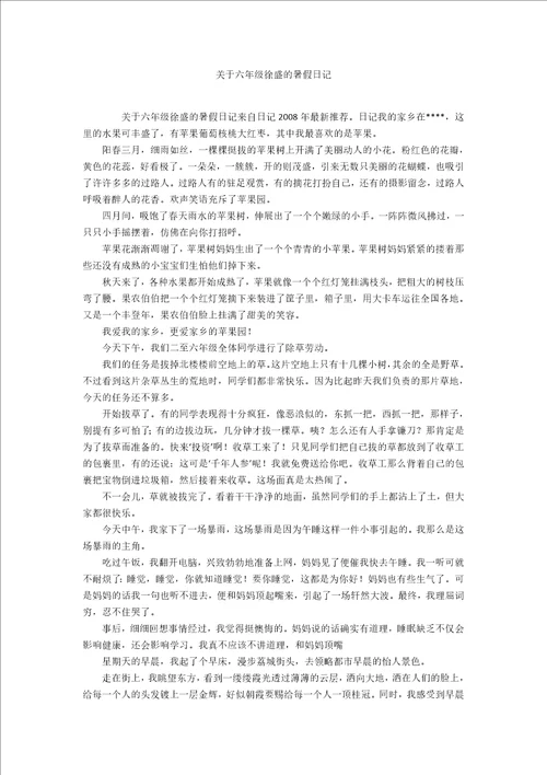 关于六年级徐盛的暑假日记