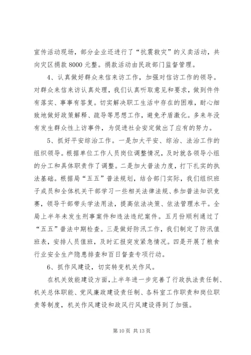 市粮食局上半年总结及下半年计划.docx