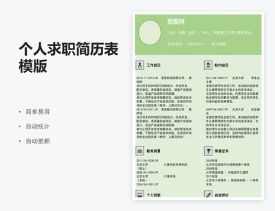 个人求职简历表模版
