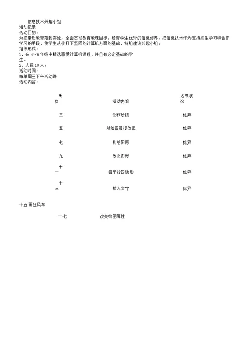 信息技术兴趣小组活动学习学习材料