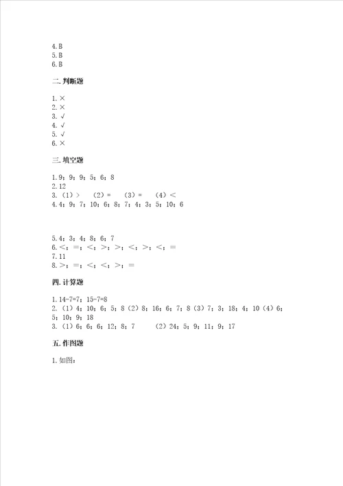 小学数学一年级20以内的退位减法练习题带答案能力提升