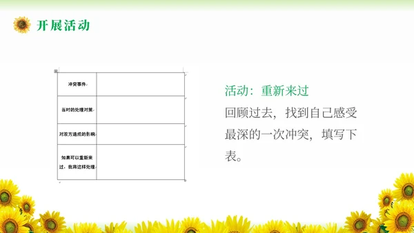 小清新简约向日葵学校教师教学学生团体心理辅导主题班会团队