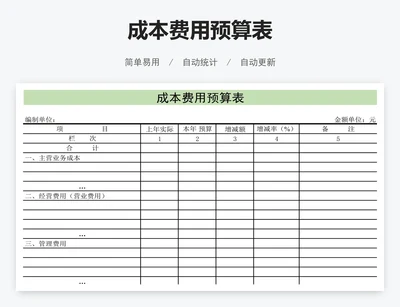 成本费用预算表