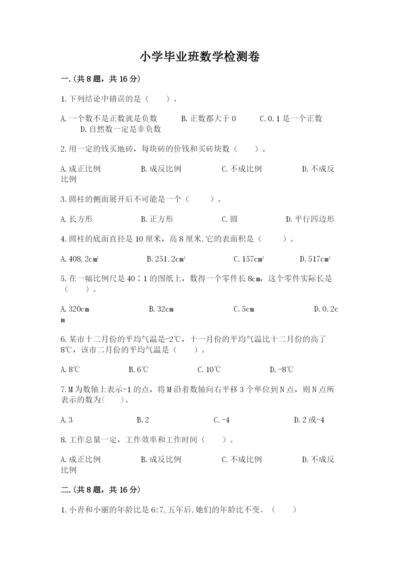 小学毕业班数学检测卷精品（模拟题）.docx