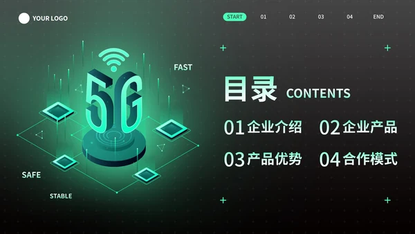 黑绿高级科技风5G赋能企业产品介绍PPT模板