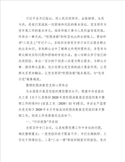 整顿软弱涣散党支部心得体会