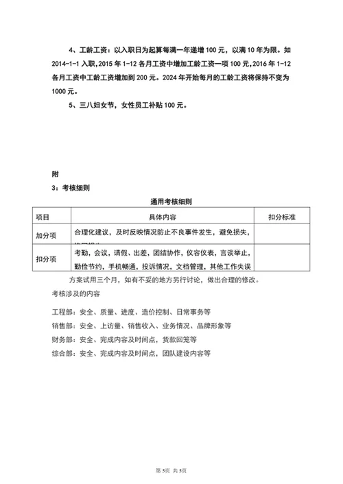 公司员工薪酬绩效考核方案word文档模板