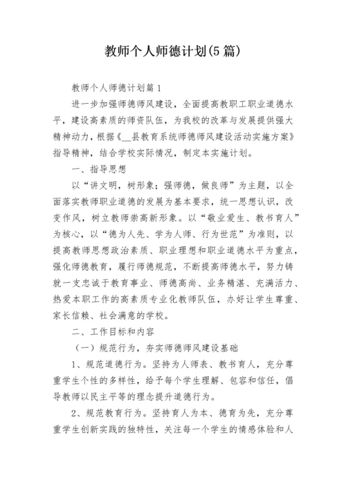 教师个人师德计划(5篇).docx