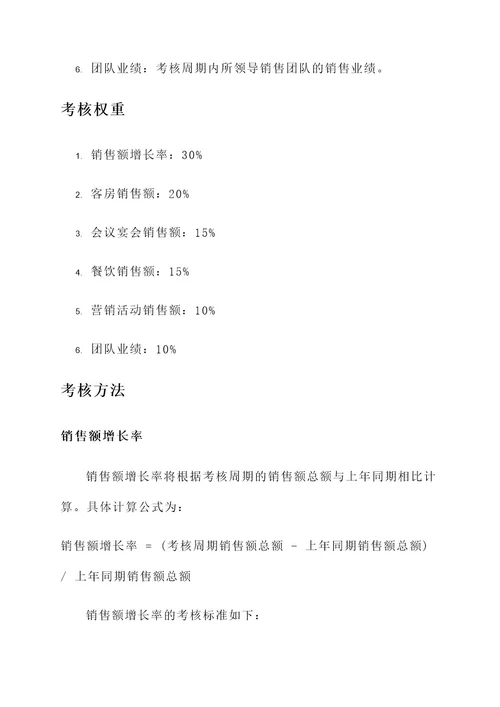 酒店总经理销售额考核方案