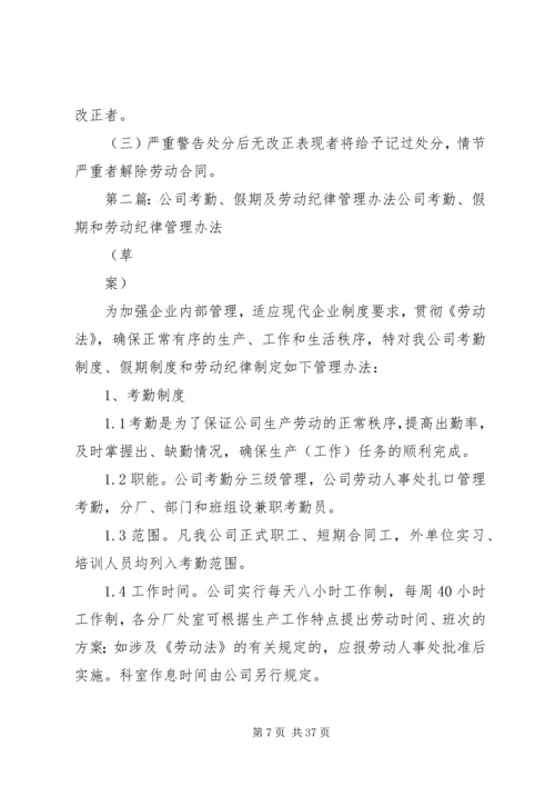 公司总部考勤及工作纪律暂行管理办法.docx