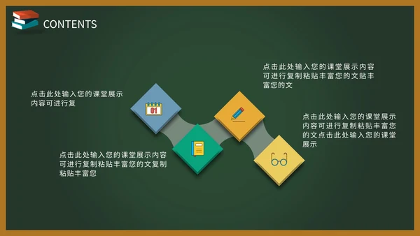 绿色黑板卡通教师课件PPT模板