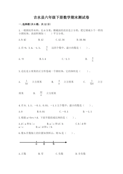 吉水县六年级下册数学期末测试卷新版.docx