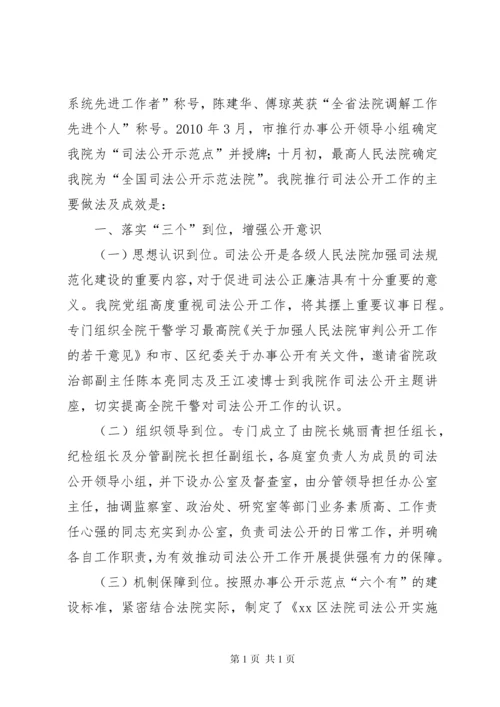 市区人民法院司法公开工作汇报材料.docx