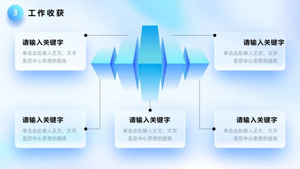 蓝色毛玻璃质感立体清爽简约年终总结工作总结
