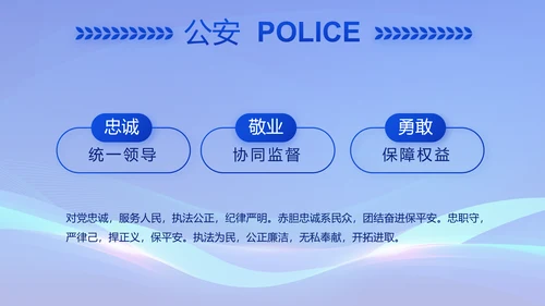 蓝色公安警察年终工作总结动态PPT模板