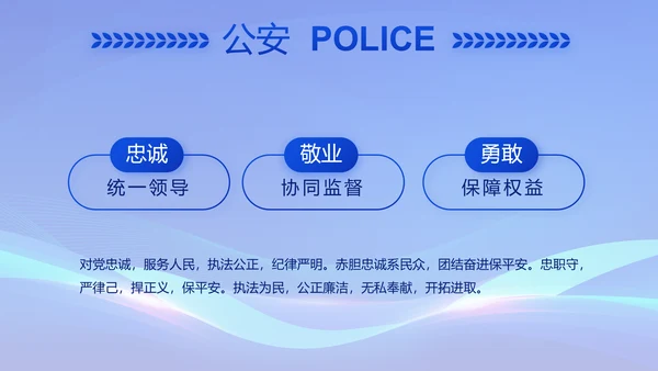 蓝色公安警察年终工作总结动态PPT模板