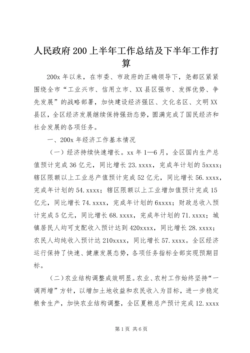 人民政府200上半年工作总结及下半年工作打算.docx