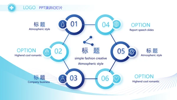 蓝色医疗年终工作总结汇报PPT