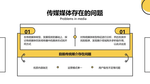 扁平风黄色新媒体与传统媒体的融合PPT