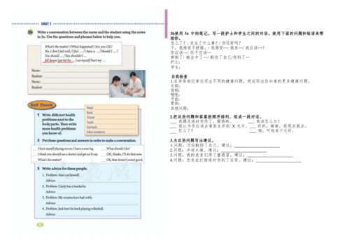 【课堂笔记】Unit 1 What's the matter?课文翻译与知识点解析讲义-2025春人