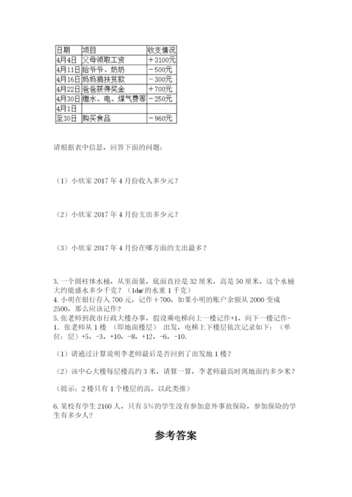 苏仙区六年级下册数学期末测试卷精编答案.docx