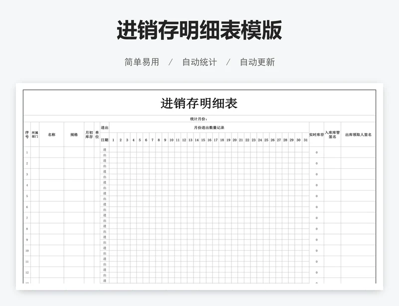 进销存明细表模版