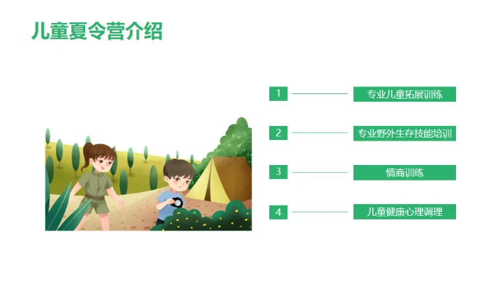 儿童夏令营活动策划方案通用PPT模板
