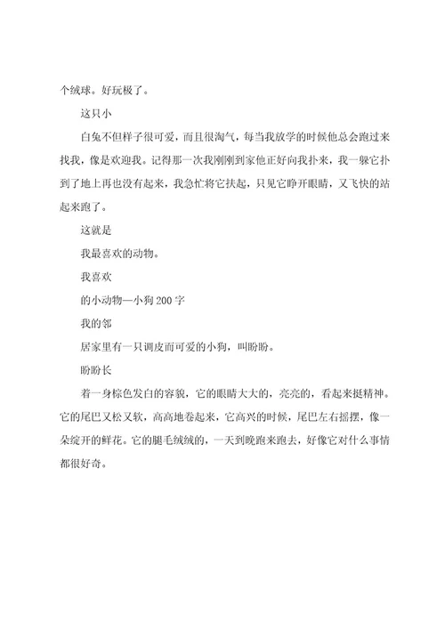 我喜欢的小动物(600字)作文