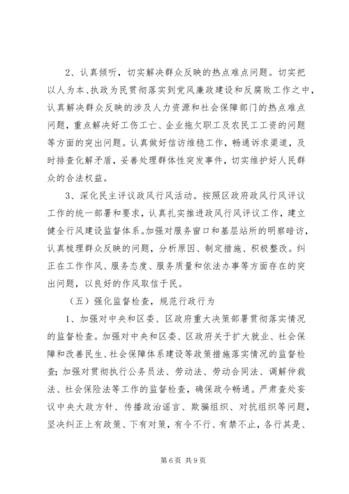 人社局党风廉政建设和反腐败工作安排.docx