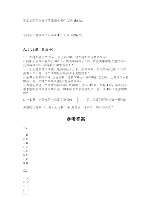 河南省平顶山市六年级下册数学期末考试试卷（夺冠系列）.docx