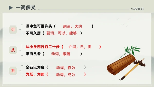 水墨简约中国风八年级语文小石潭记PPT课件
