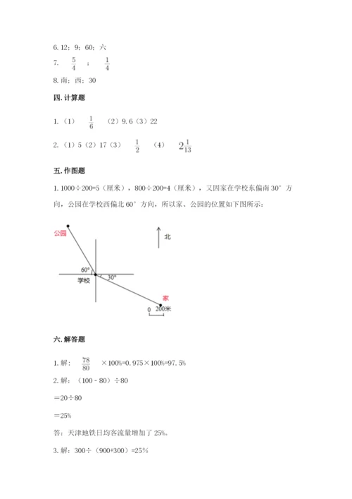 小学数学六年级上册期末测试卷带答案解析.docx