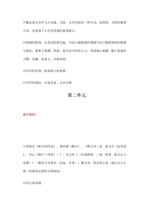 2023年七年级上册语文部编教材知识点梳理.docx