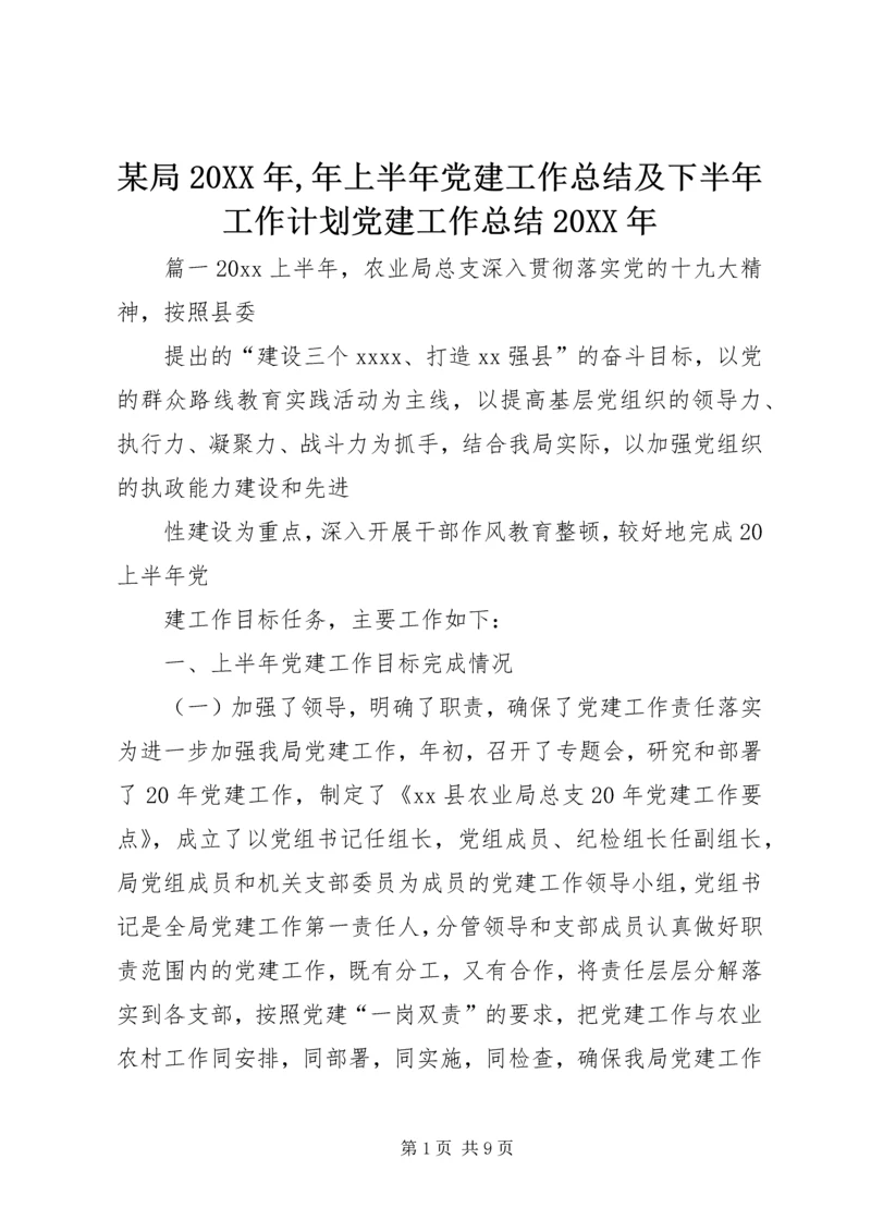 某局20XX年,年上半年党建工作总结及下半年工作计划党建工作总结20XX年.docx