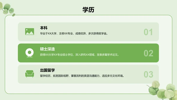 绿色小清新面试自我介绍PPT模板
