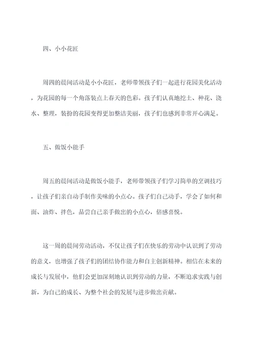 幼儿园劳动周晨间活动总结