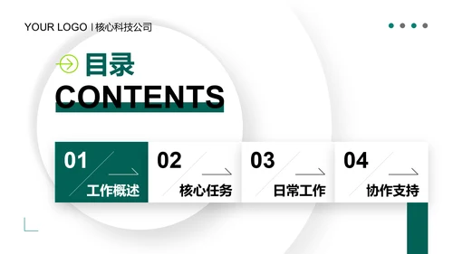 绿色简约几何通用工作总结PPT模板