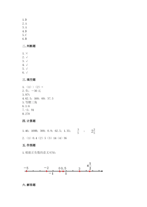 靖江市六年级下册数学期末测试卷必考题.docx