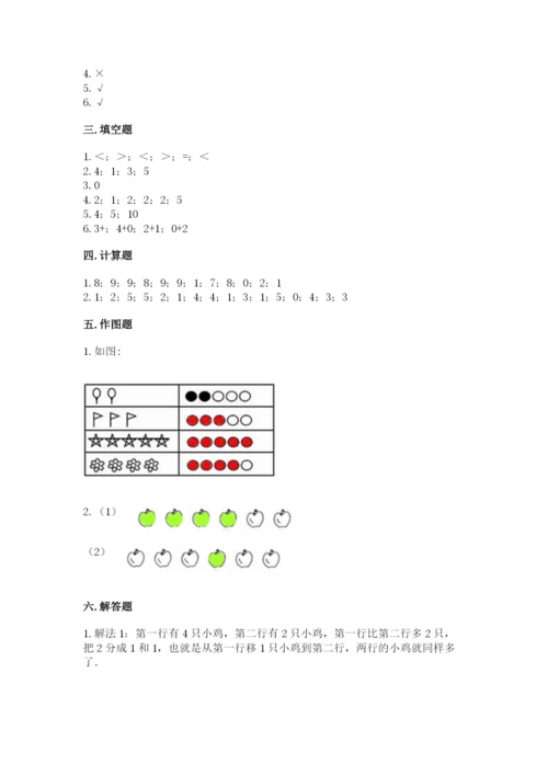 北师大版一年级上册数学期中测试卷（易错题）.docx