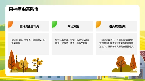 绿色插画林业安全教育培训课件PPT模板
