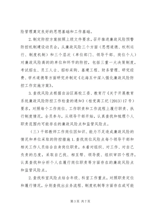 学校廉政风险防控工作开展情况自查报告 (2).docx