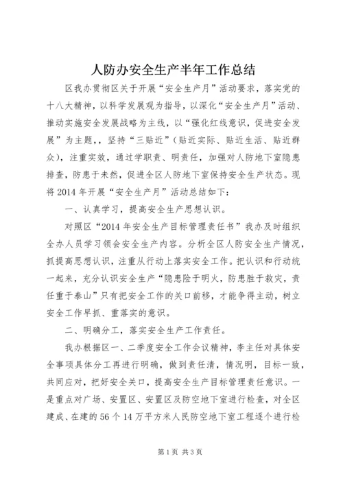 人防办安全生产半年工作总结.docx