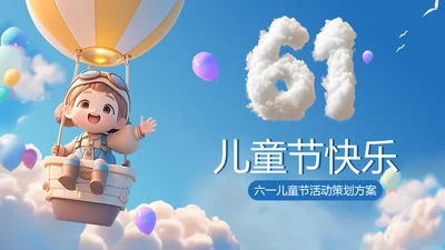 蓝色卡通风儿童节活动策划PPT模板