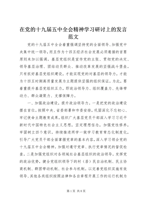 在党的十九届五中全会精神学习研讨上的发言范文.docx