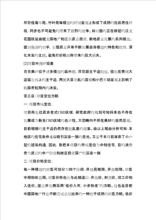 武汉长恒置业青青美庐专项项目模拟专题策划书