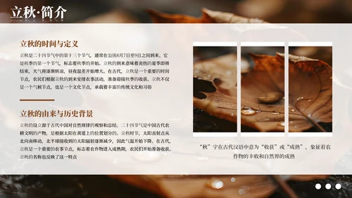 棕色简约商务立秋科普教学课件PPT模板
