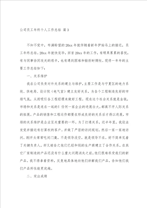 2023公司员工年终个人工作总结系列