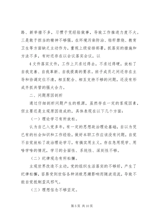 乡镇领导班子巡视整改专题民主生活会对照检查.docx